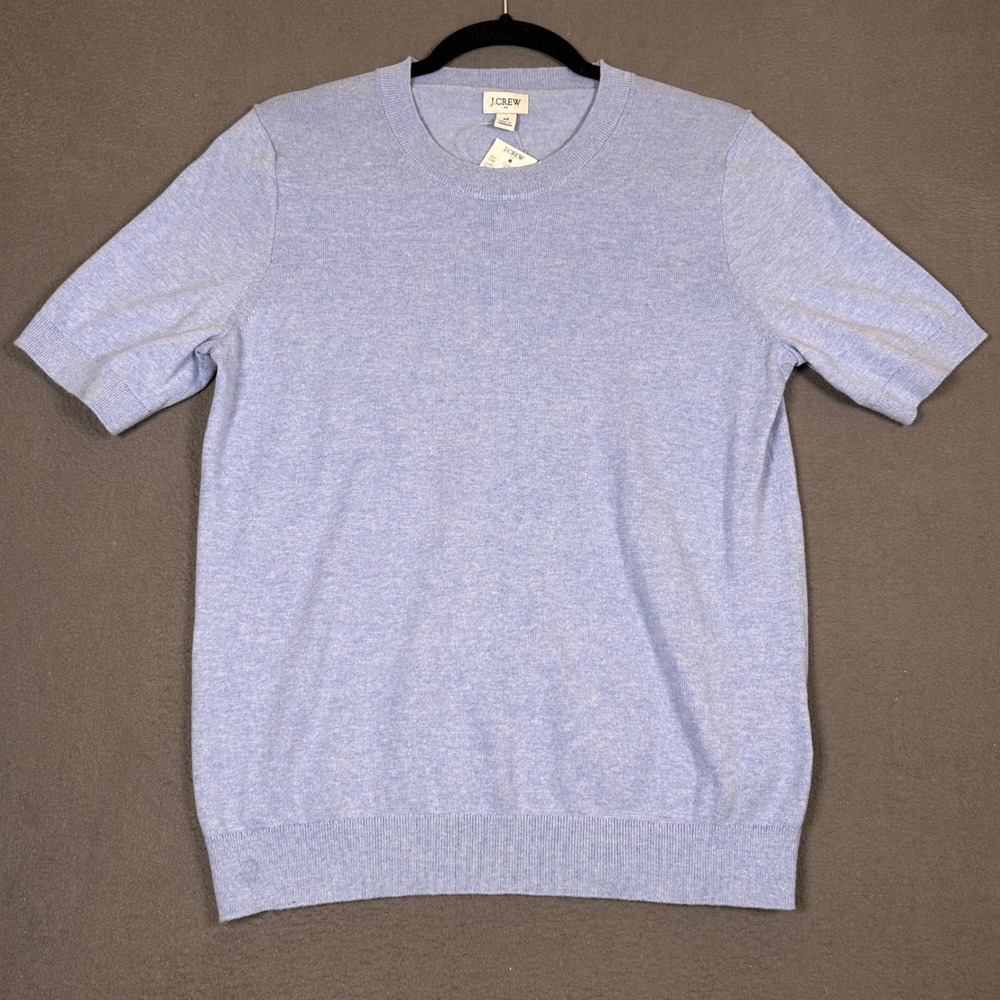 J.Crew Sweater Mens M Blue Short Sleeve Crewneck 100% Cotton New With Tags